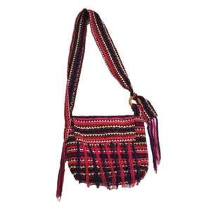 Womens colorful bohemian fringe crossbody bag.